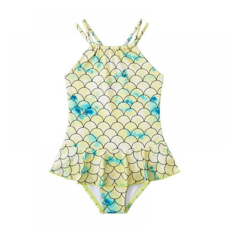 

BULLPIANO Girls One Piece Swimsuit with Strapless Skirt Kids High Waist Bikini Beach Swimwear for Teen Girl 4-14 Years