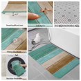 thumbnail image 6 of Teal Brown Wooden Bath Mat 3 Piece Bathroom Rug Set, Farmhouse Vertical Striped Art Non Slip Bath Rug Contour Mat and Toilet Lid Cover, Absorbent Shower Mats Soft Bath Rugs and Mats Sets, 6 of 8