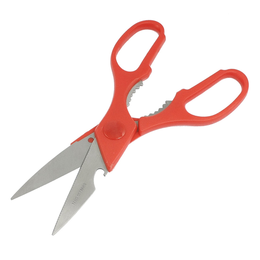 Kitchen Plastic Handle Multipurpose Bottle Opener Scissor Shear Red