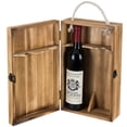 thumbnail image 7 of MyGift Brown Torched Wood Double Bottle Wine Case with Top Handle, 7 of 7