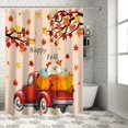 thumbnail image 2 of Fall Shower Curtain Harvest Pumpkin Red Truck Shower Curtains for Bathroom Decor Fall Thanksgiving Harvest Maple Leaf Bath Curtains Sets with Hooks Polyester Fabric Waterproof Stall 36" x 72", 2 of 6