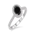 thumbnail image 1 of Wonderful Oval cut 1.50 Carat Black and White Diamond Engagement Ring in 14k White Gold, 1 of 2