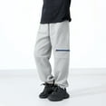 thumbnail image 2 of Kids Pants Boys Cotton Solid Color Elastic Waist Boys Sweatpants Outdoor Athletic Trousers with Horizontal Side Zipper Pocket, 2 of 3