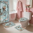 thumbnail image 4 of Shower Curtain Sets with Rugs 4 Piece Bathroom Decor Set with Non-Slip Rugs Toilet Lid Cover and Bath Mat, Home Bathroom Shower Curtain Set with 12 Hooks (Not 3D), 4 of 6