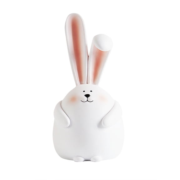 Spring Easter Bunny Figurine Statue - Hand Painted Resin Bunny Statue Spring Bunny Figurines with Pink Long Ears, Easter Rabbit Statues Tray Table Centerpiece Mantels Home Decoration