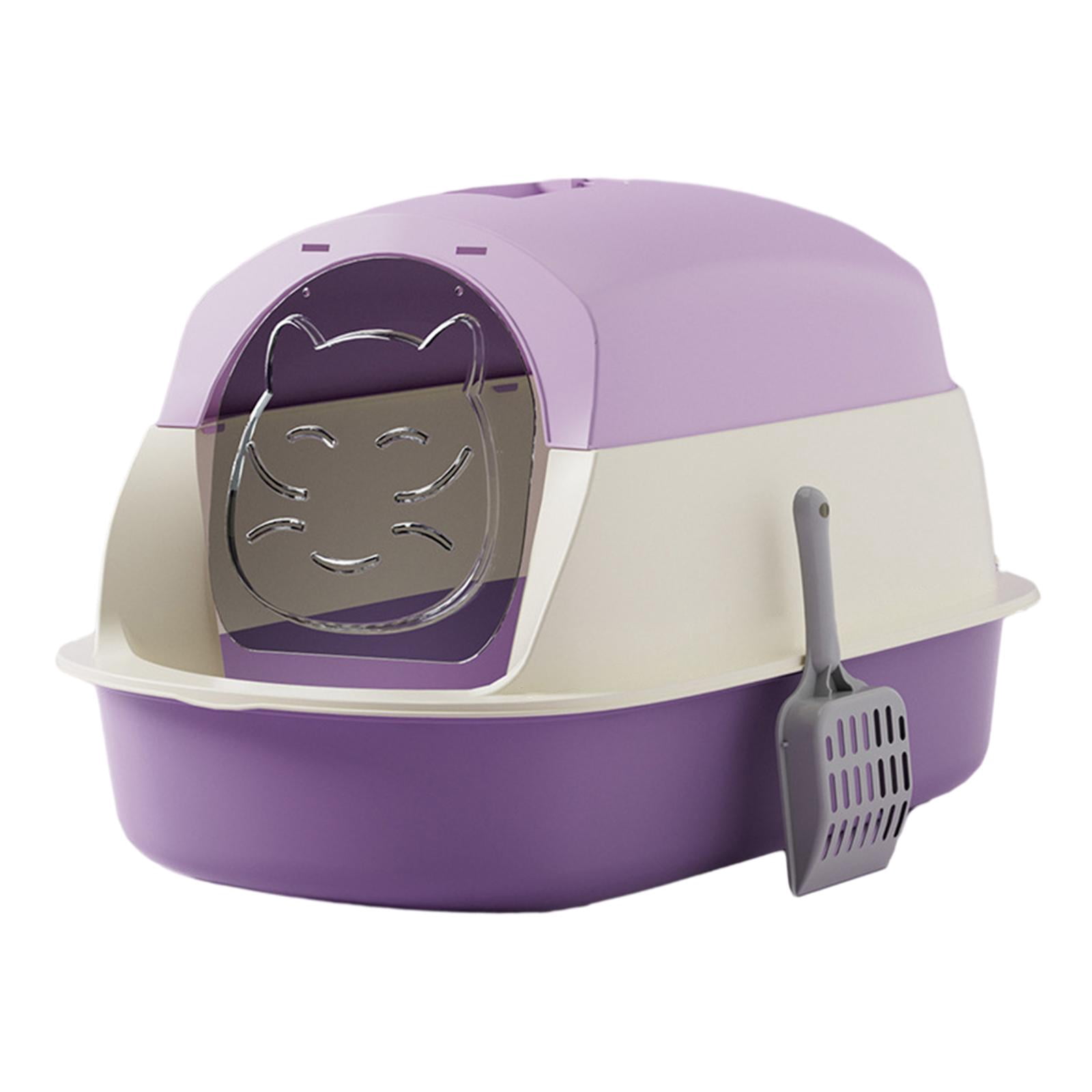 Fzaqwen Hooded Cat with Lid Enclosed and Covered Cat Toilet Pet Supplies with Violet