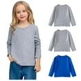 thumbnail image 6 of zbxnLI 3 Pack Toddler Boys Long Sleeve Shirts Girls Cotton Crewneck T-Shirts Kids Basic Soft Tee Tops, 6 of 7