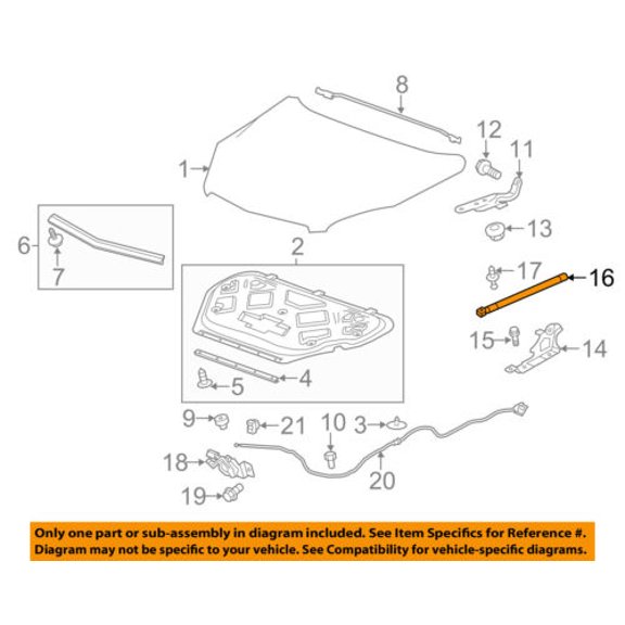 Chevrolet GM OEM 10-17 Equinox Hood-Lift Support Strut Shock Prop Arm 23408396