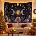 thumbnail image 3 of Golden Sun with Human Face in Starry Night Sky, Mystical Celestial Illustration for Astronomy Fans, Bohemian Wall Art Decor, Housewarming Gift Tapestry Wall Hanging for Dorm and Living Room, 3 of 7