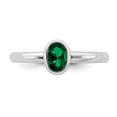 thumbnail image 4 of 925 Sterling Silver Oval Created Emerald Stackable Ring Birthstone May Gemstone, 4 of 8