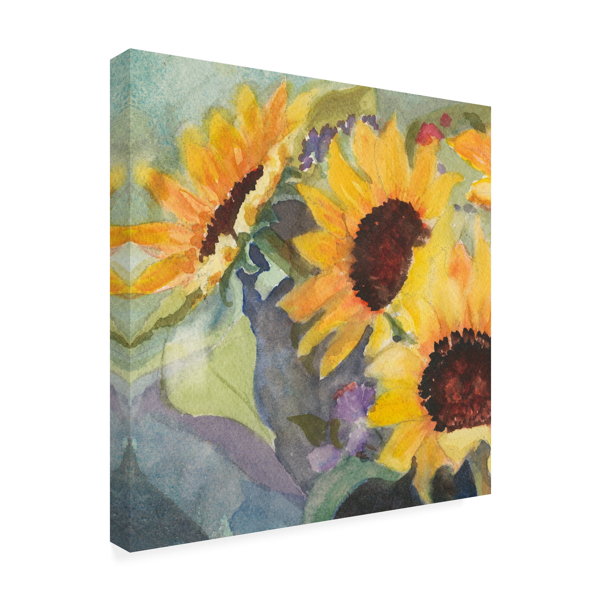 Trademark Fine Art 'Sunflowers in Watercolor I' Canvas Art by Sandra Iafrate