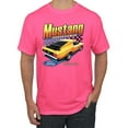 thumbnail image 1 of Wild Bobby Ford Yellow Mustang Horsepower Cars and Trucks Men Graphic Tee, Neon Pink, Small, 1 of 6