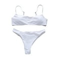 thumbnail image 3 of Kcodviy Women Bandeau Bandage Two Mens Bikini Piece Bikini Swimsuit Bikini Ruched Bikini Bottoms Set Push Up Brazilian Bikini Top for Women Large Bust Swimwear Beachwear Swimsuit, 3 of 8
