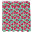 thumbnail image 3 of Hawaiian Shower Curtain, Botanical Garden Pattern with Pink Hibiscus Blossoms Aloha Nature, Fabric Bathroom Set with Hooks, 69W X 84L Inches Extra Long, Seafoam Magenta and Green, by Ambesonne, 3 of 3