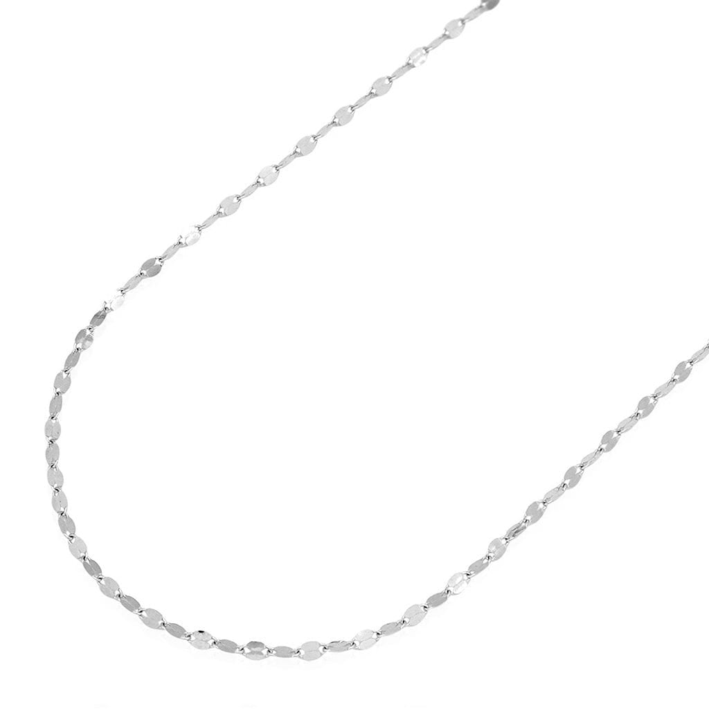 14K White Gold Diamond Cut 2mm Wide Fancy Italian Mirror Link Chain