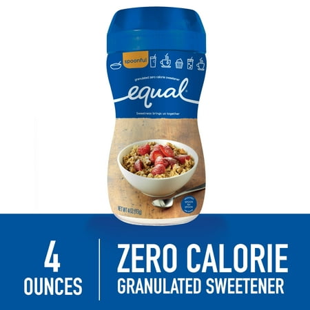 (4 Pack) Equal Spoonful, Granulated Zero Calorie Sweetener, Sugar Substitute, 4 Ounce Resealable Jar (4 pack)