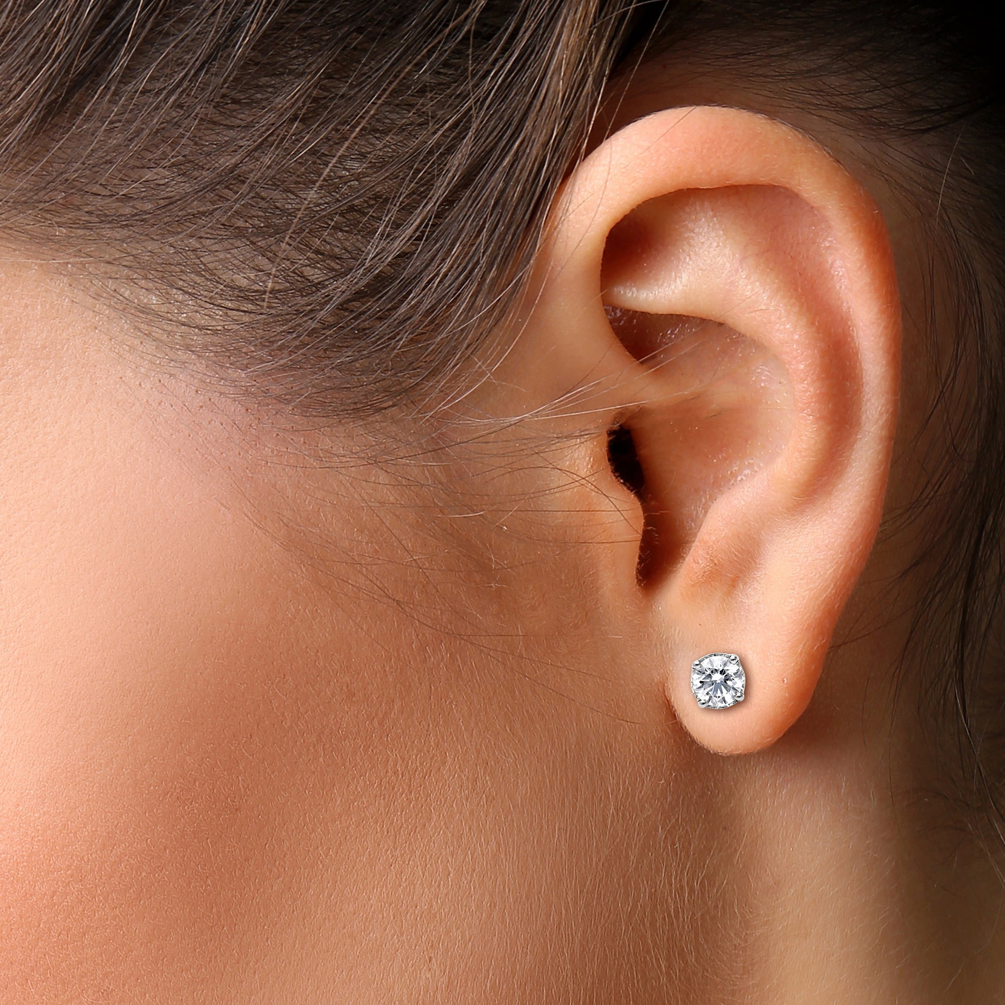 Brilliance Fine Jewelry 1/2 Carat Lab Grown Diamond Solitaire Stud Earring in Sterling Silver (HIJ, SI-I1)