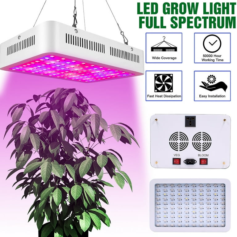 LED Grow Lights Hydroponics 1000W LED Plant Grow Lights Indoor Full Spectrum IR UV Veg Flower Indoor Plant Panel for Indoor Greenhouse Hydroponic