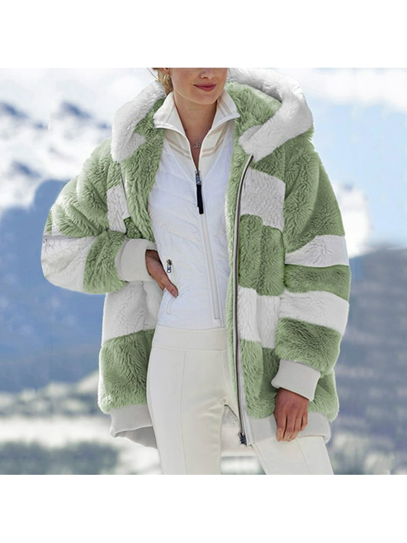 yoeyez Women Pullover Fashion Womens Warm Faux Coat Jacket Winter Zipper Sleeve Outerwear Chaqueta Sherpa Mujer - Walmart.com