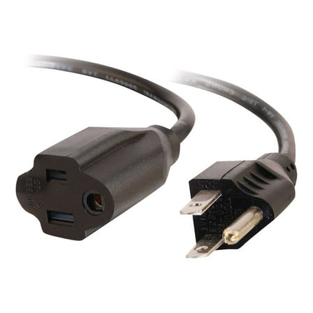 C2G 03115 18 AWG Outlet Saver Power Extension Cord - NEMA 5-15P to NEMA 5-15R, TAA Compliant, Black (6 Feet, 1.82 Meters)