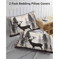 thumbnail image 3 of Forest Deer Pillow Covers King Size 2 Pack, Rustic Country Wildlife Woodland Black Beige Soft Bed Throw Pillowcases Breathable Cooling Long Lumbar Body Pillow Sham Cover for Bed Sofa 20''x36'', 3 of 7