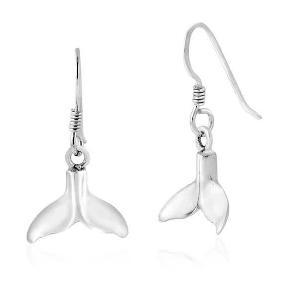 AeraVida Ocean Animals and Nature Whale Tail or Fairtytale Mermaid | Sterling Silver Fish Hook Dangle Earrings | Jewelry Gifts for Female