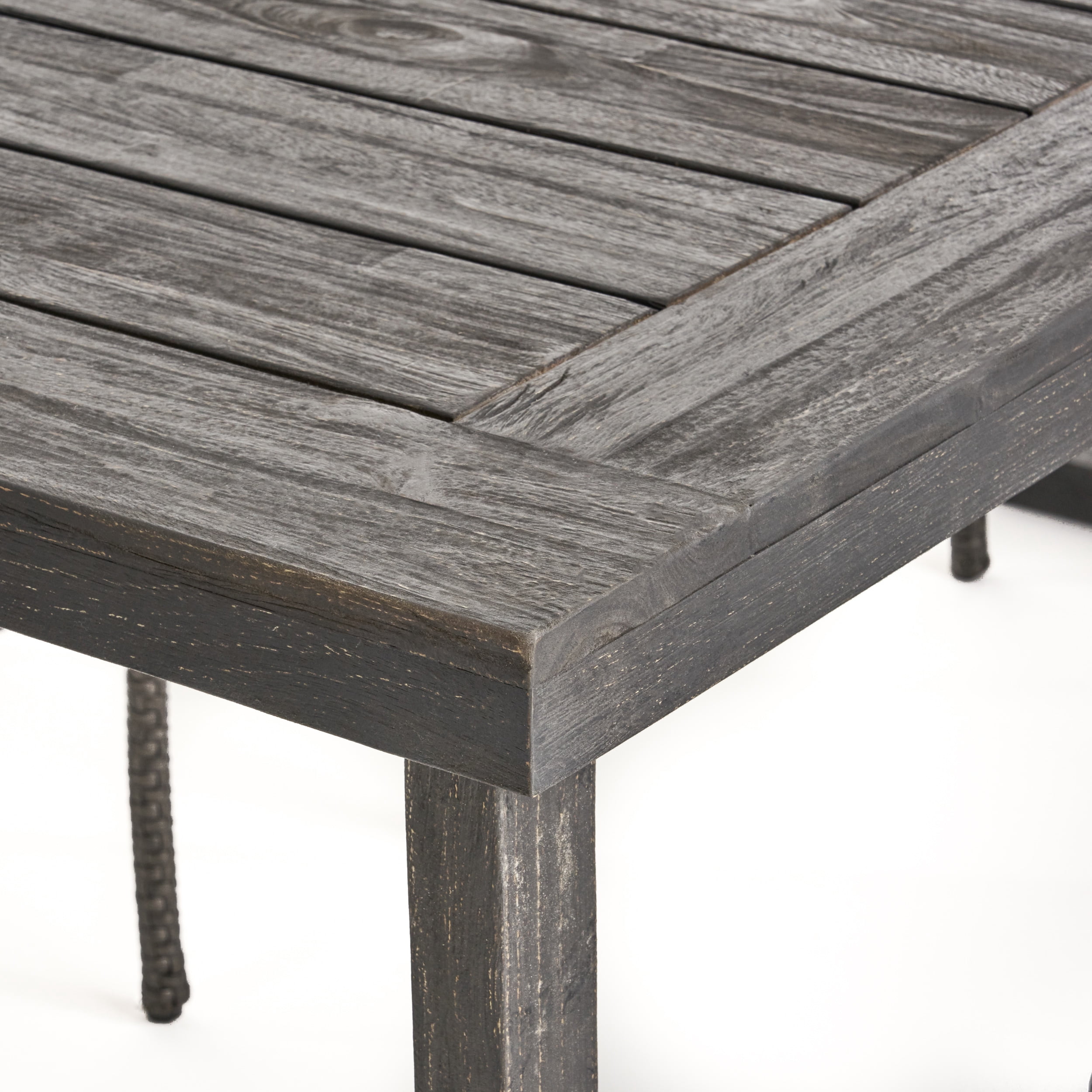 Outdoor Dining Table 69 Inch, Sandblast Finished Acacia Wood Tabletop for Patio Garden, Sandblast Dark Gray