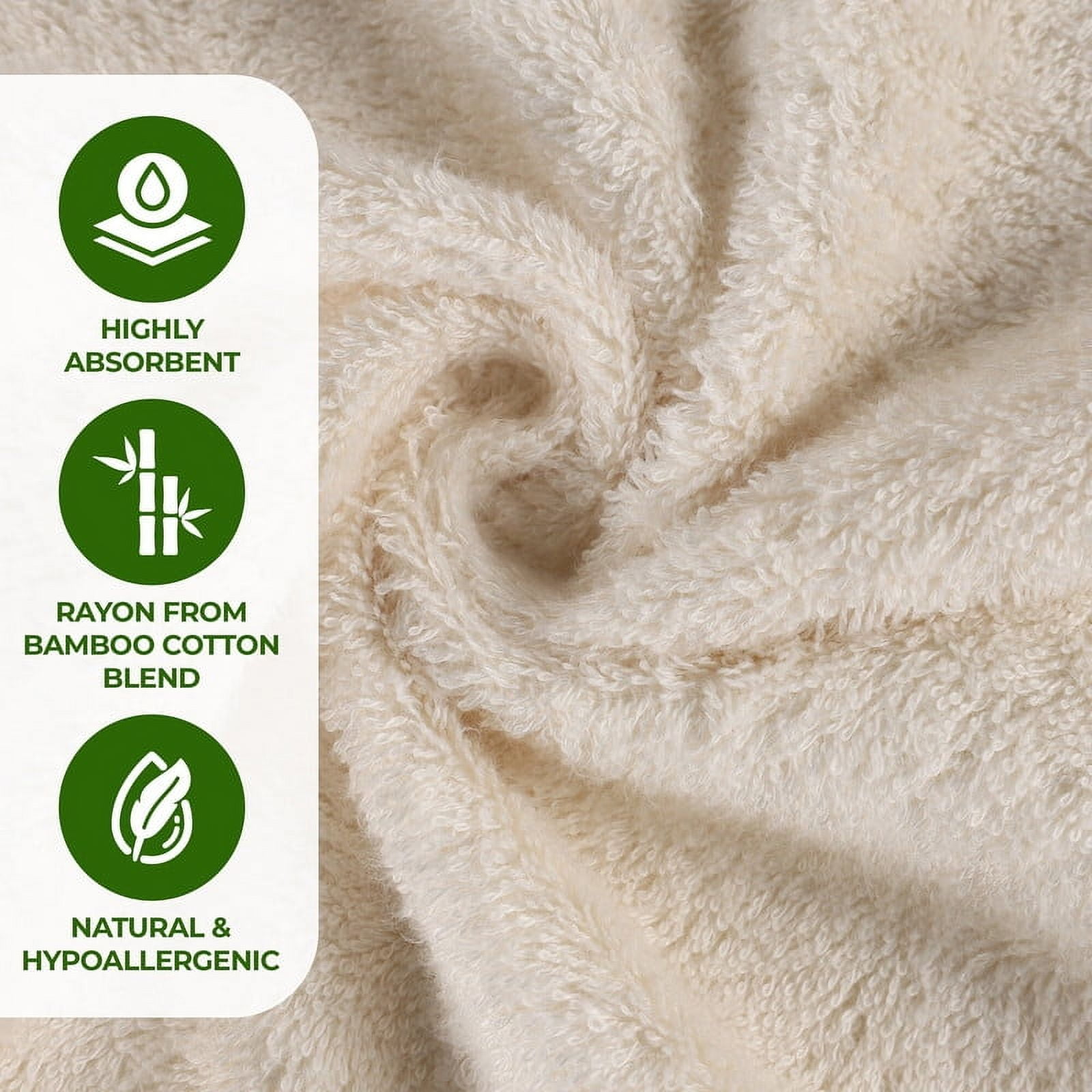 Superior Rayon From Bamboo Soft 9-Piece Towel Set, Cotton Blend Modern Towels, Ivory