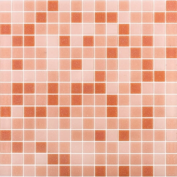 Mingles 12 in. x 12 in. Glossy Peach Pink Glass Mosaic Wall and Floor Tile (20 sq. ft./case) (20-pack)