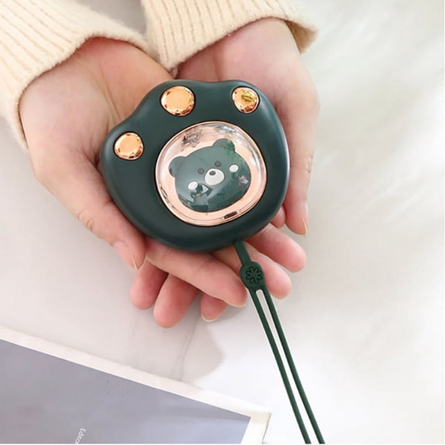 Calentador de Manos PortáTil 2400Mah Banco de EnergíA de Carga USB Mini Calentador de Manos Recargable para Invierno Senderismo al Aire Libre Verde