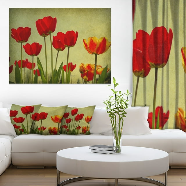 Fond de Fleurs Grunge - Impression d'Art Floral sur Toile