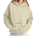 thumbnail image 3 of CAIVO Long Sleeve Hoodies For Women Cozy Relaxed Fit Hooded Sweatshirt With Front Pockets Casual Winter Pullover Solid Color Cold Weather Tops, 3 of 7