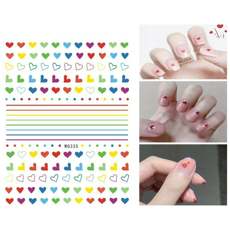  8 Sheets Valentine Nail Art Stickers Decals 3D Self