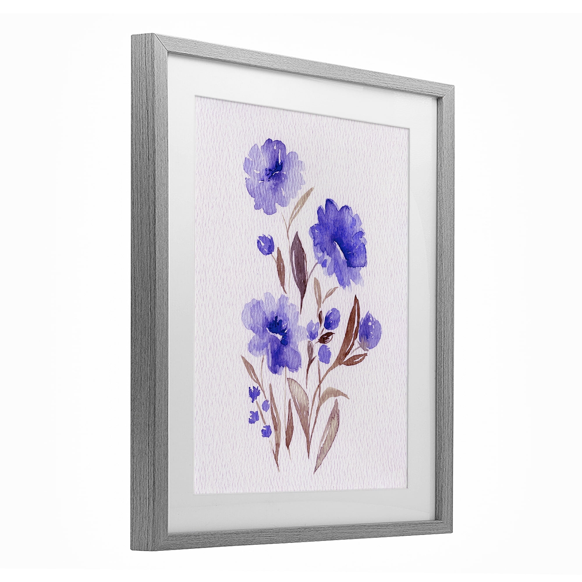Stupell Industries Watercolor Purple Blossoms Gray Framed Print Under Glass, design by Leah Noel Art