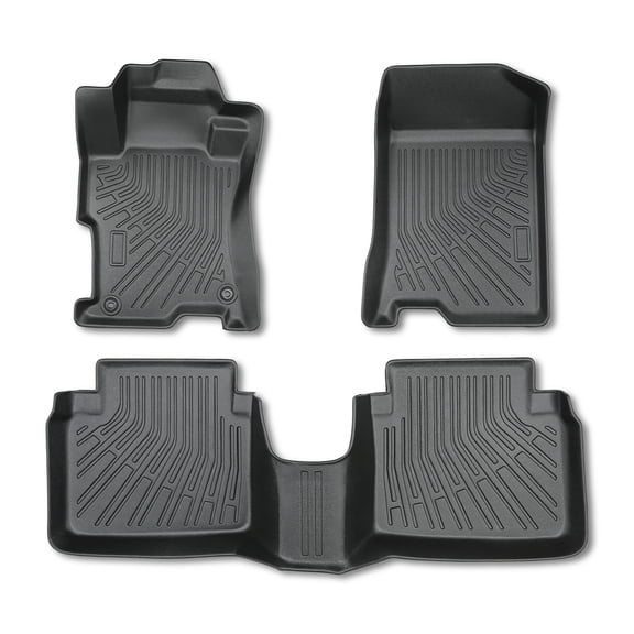 Waltyotur 3D TPE Floor Mats Liners Replacement for Honda Accord Sedan 4-Door 2008-2012 All Weather Front and 2nd Row 3Pcs Black