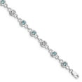 thumbnail image 4 of 925 Sterling Silver Rhodium-plated Blue Topaz and Diamond Bracelet, 4 of 6