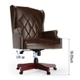 thumbnail image 4 of PU Leather Adjustable Back Single Chair, 330LBS Rotating Executive Office Chair, Adjustable Height Table and Chair with Delicate Nail Head, Brown, 4 of 9