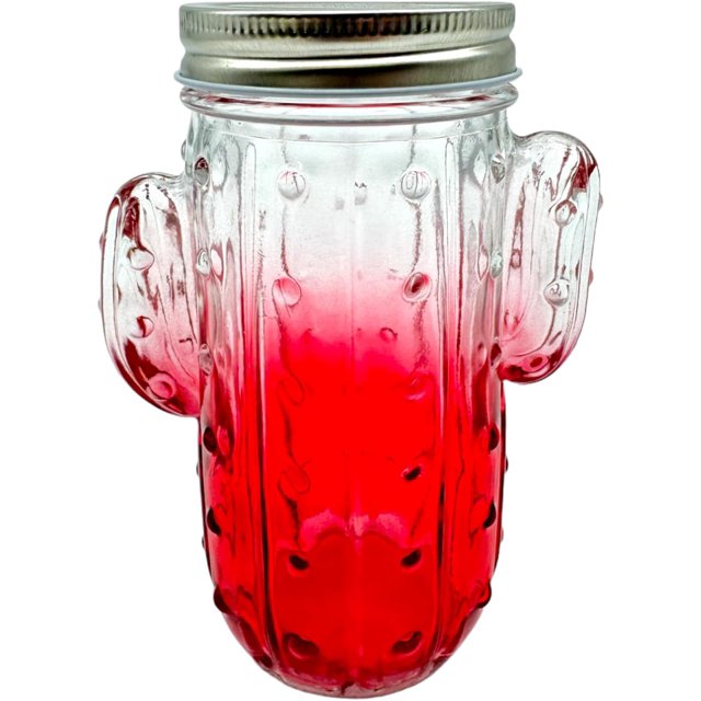 14 oz Colorful Cactus Glass Mason Jar \u2013 Mix & Match 6 Vibrant Colors, Large & Durable! (Red)