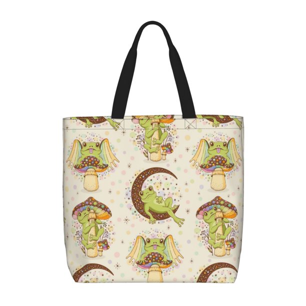 Fotbe Frogs Bolsa Tote con Estampado para Mujer, Bolsos con Cremallera, Bolsa de Hombro Casual de Gran Capacidad con Bolsillos Internos