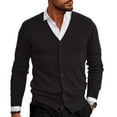 thumbnail image 2 of Zimjoy Mens Cardigan Sweaters Casual V Neck Button Down Sweaters Slim Fit Long Sleeve Cardigan Open Front Lightweight Trench Coat with Pocket, Black 3XL, 2 of 6