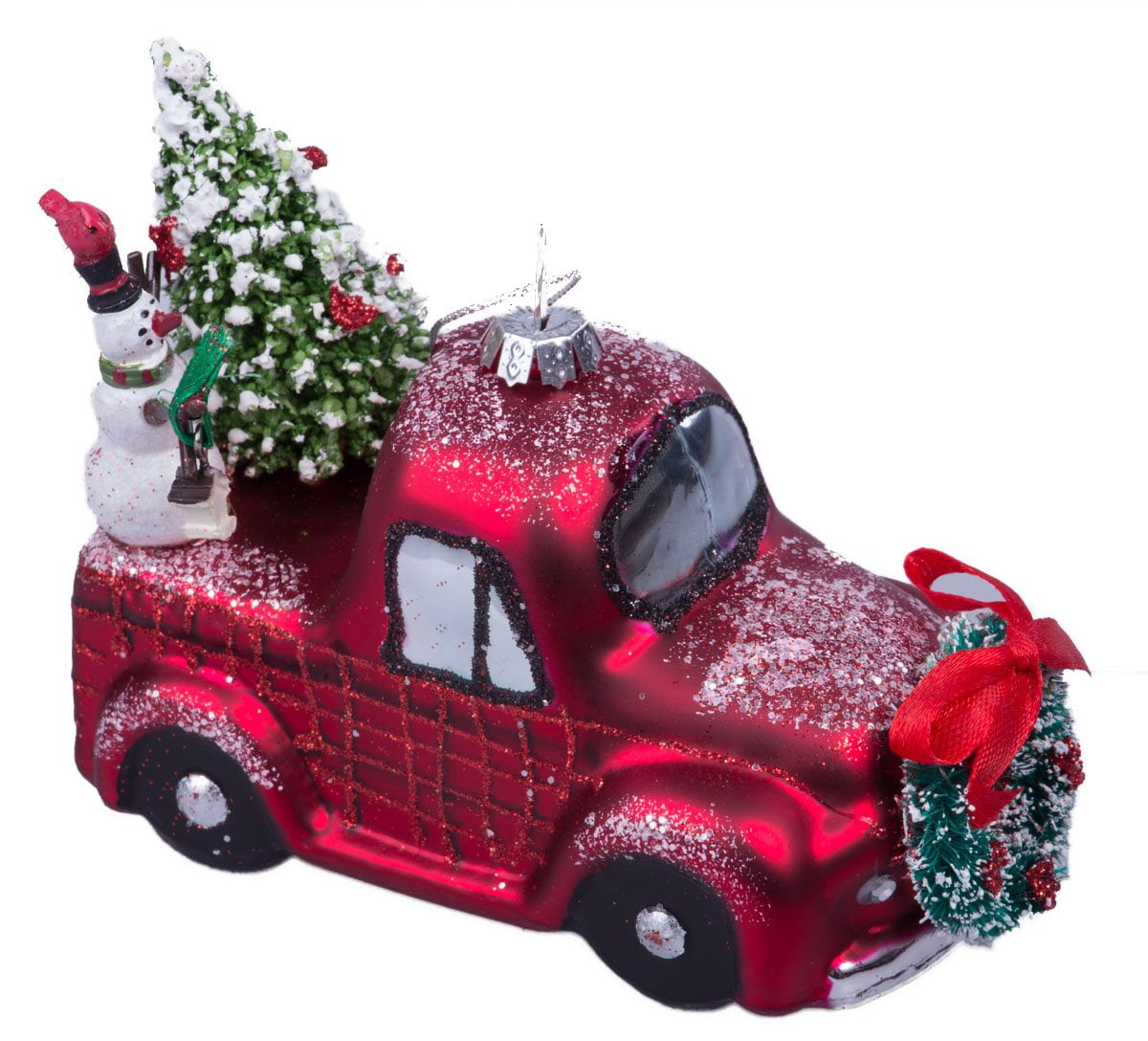 RAZ Imports Christmas Car and Truck Glass Ornaments, Set of 2  Red and