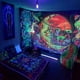 thumbnail image 5 of Tapiz fluorescente con diseño de árbol de la vida, calavera, cielo estrellado, fondo de luz negra, tela decorativa para colgar en el dormitorio, 5 of 5