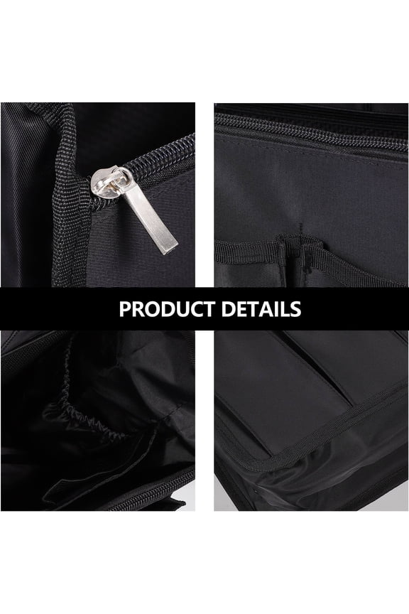 1Pc Portable Black Nylon Backpack Interior Bag Organizer with Multi Slot Design for Home Use