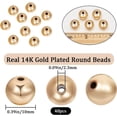 thumbnail image 2 of 1 Box 40Pcs 10mm Round Beads 14K Gold Plated Smooth Crimp Loose Ball Spacer Beads for Jewellery Making Bracelets Necklace, 2 of 5