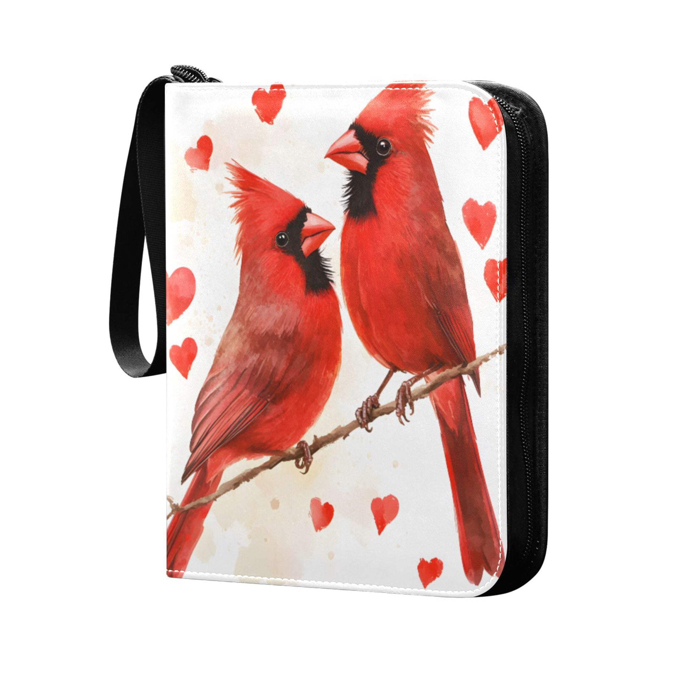 ALAZA Cardinals Bird Hearts Trading Card Binder 4 Pocket Cards Collection Album 400 Folder Holder