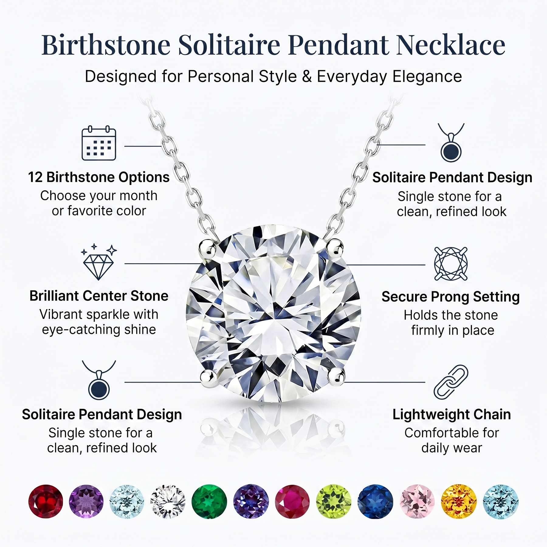 JeenMata 1 Carat Moissanite April Birthstone Pendant Necklace photo 3