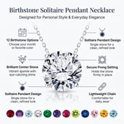 JeenMata 1 Carat April Birthstone Necklace for Women, Moissanite Solitaire Pendant in 18K White Gold Plated Silver, Birthday Anniversary Wedding Gift for Girlfriend Wife, Her, Woman, Teen