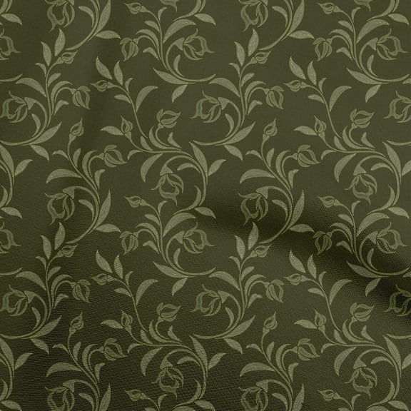 oneOone Cotton Silk Dark Green Fabric Floral Sewing Craft Projects Fabric Prints By Yard 42 Inch Wide