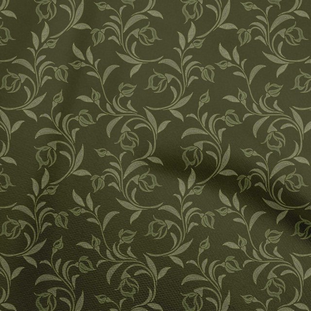 oneOone Polyester Spandex Dark Green Fabric Floral Craft Projects Decor Fabric Printed By The Yard 56 Inch Wide