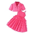 thumbnail image 2 of Yunliwuli Toddler Girls Two Piece Outfits Sleeveless Butterfly Tulle Dress and Short Sleeves Button Jacket for Summer Clothes, 2 of 10